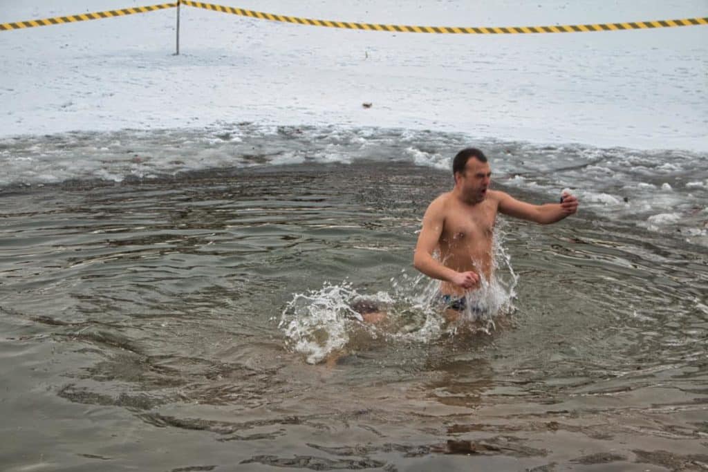 Ukraine Christmas ice bathing